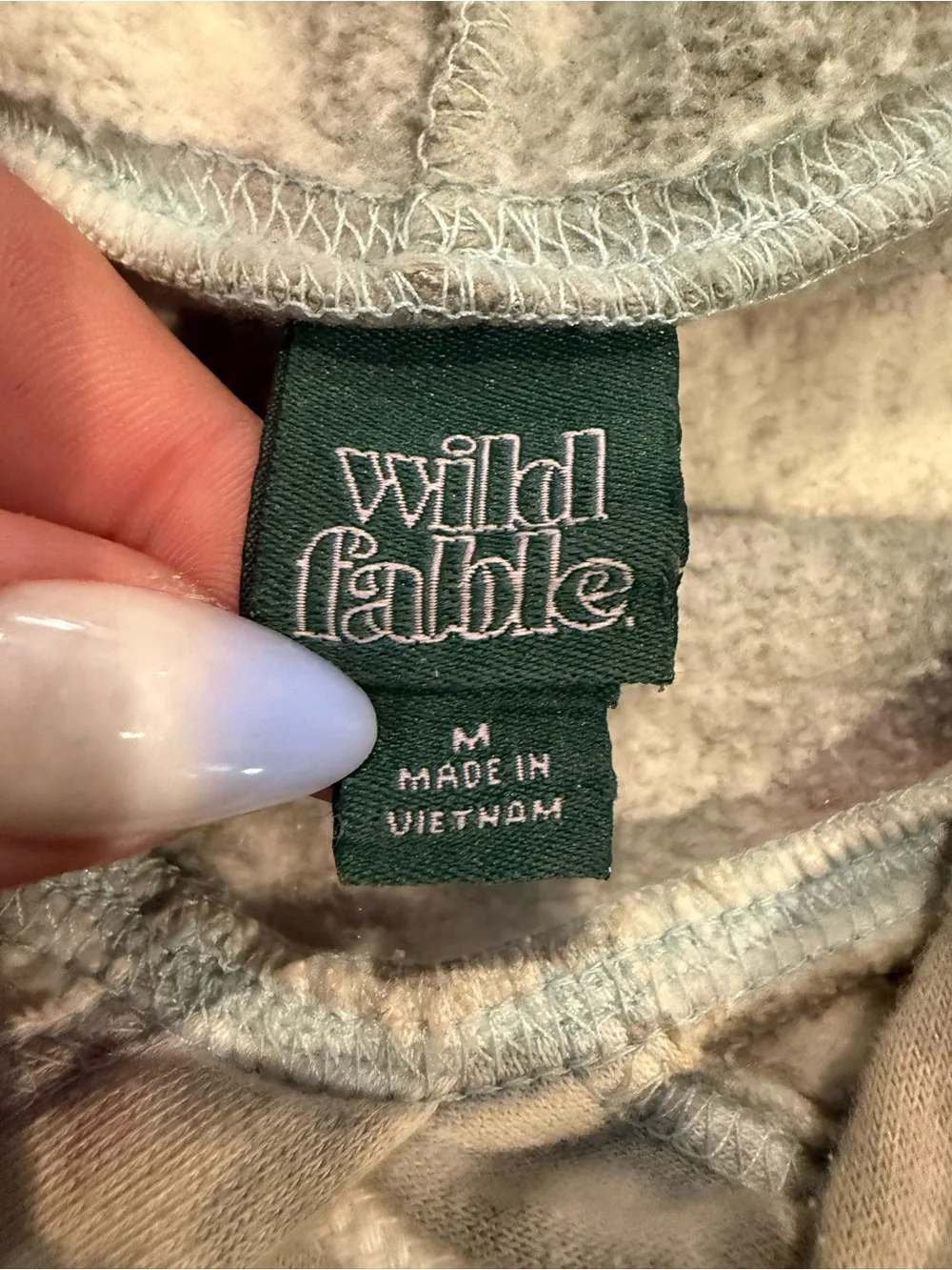 wild fable Olive, Cream & Brown Tie-Dye Cropped Hoodie - Picture 2 of 3